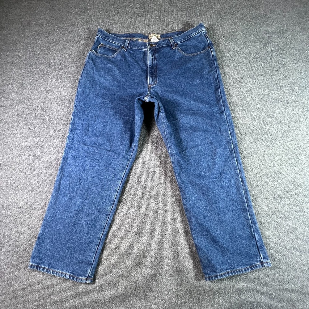 L.L. Bean Jeans Men's 42x29 Blue Heavyweight Denim Classic Fit Flannel Lined